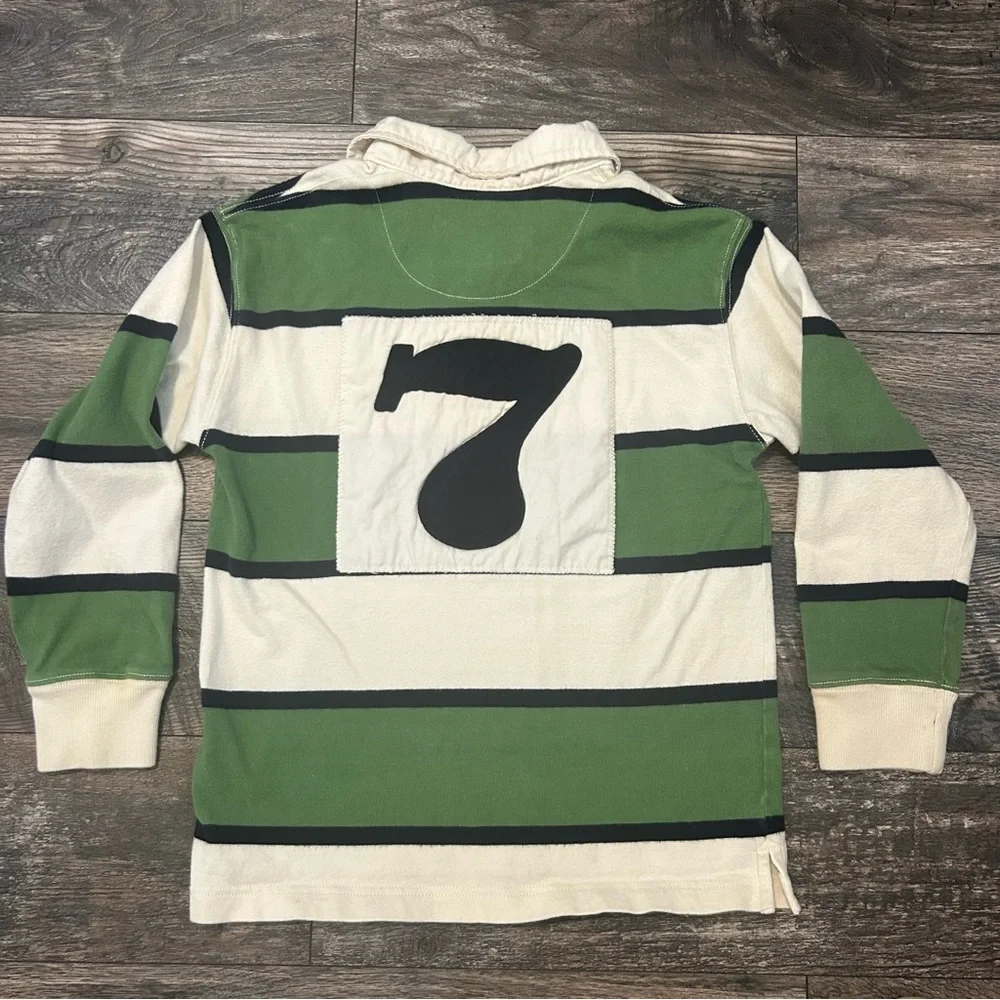 Vintage Boys Children’s Place Rugby Long Sleeve Green White Navy Size 7/8 M